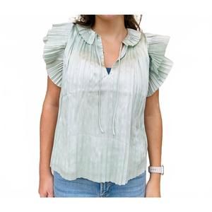 NEW RESET BY JANE pleated flowy short sleeve top in pistachio